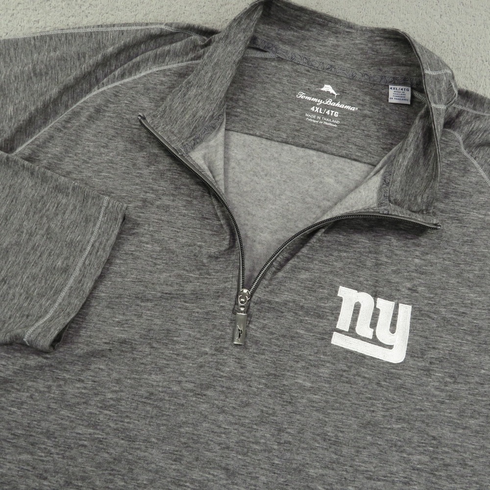 Tommy Bahama New York Giants Pullover Men 4XL Gray Wool Blend 1/4 Zip Sweater